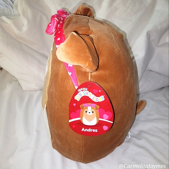 ANDRES 🎀 Sheltie Dog Valentine 2024 Original Squishmallow by Kelly Toy ☆》NWT《☆ - Picture 6 of 8